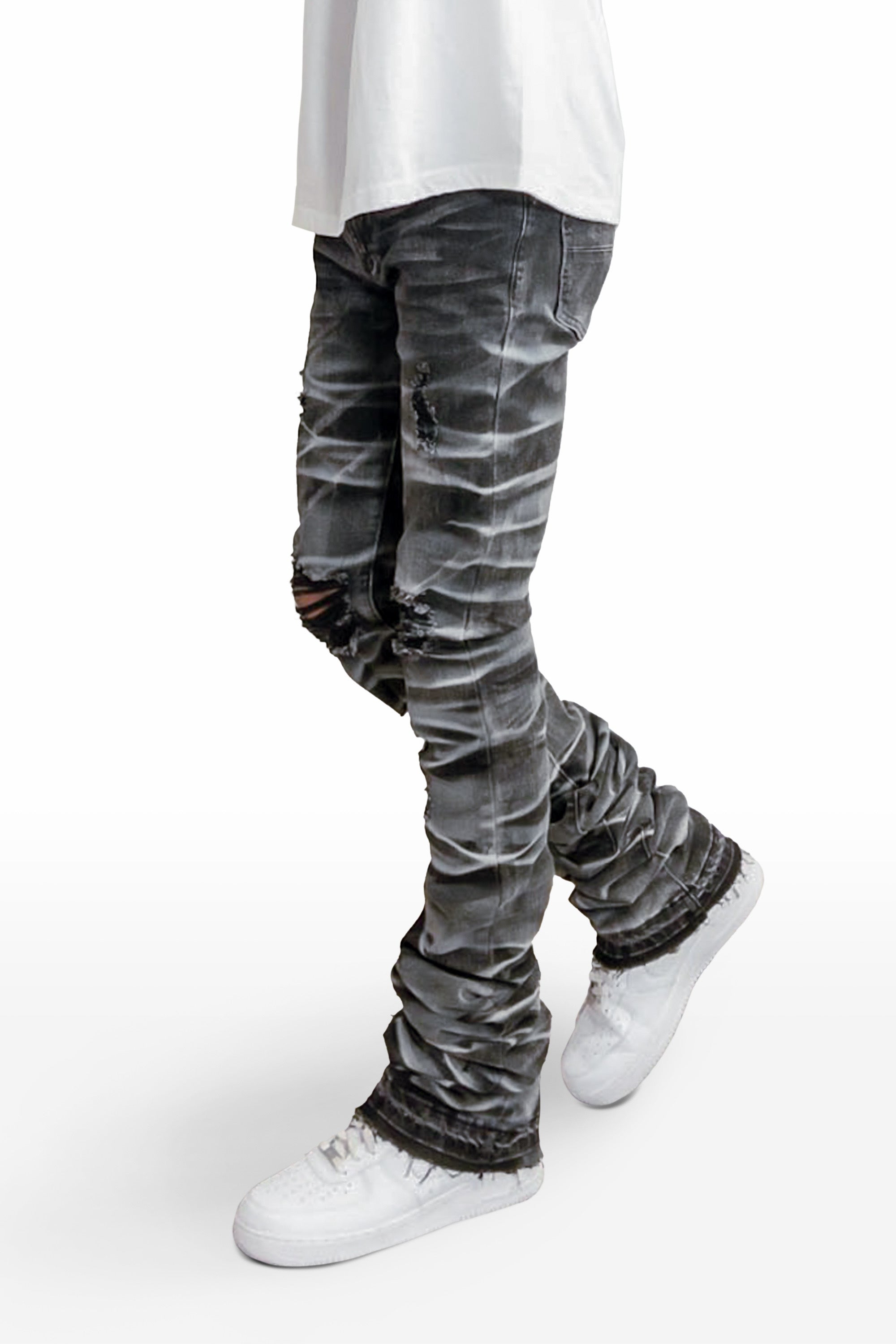 Stacked clearance grey pants