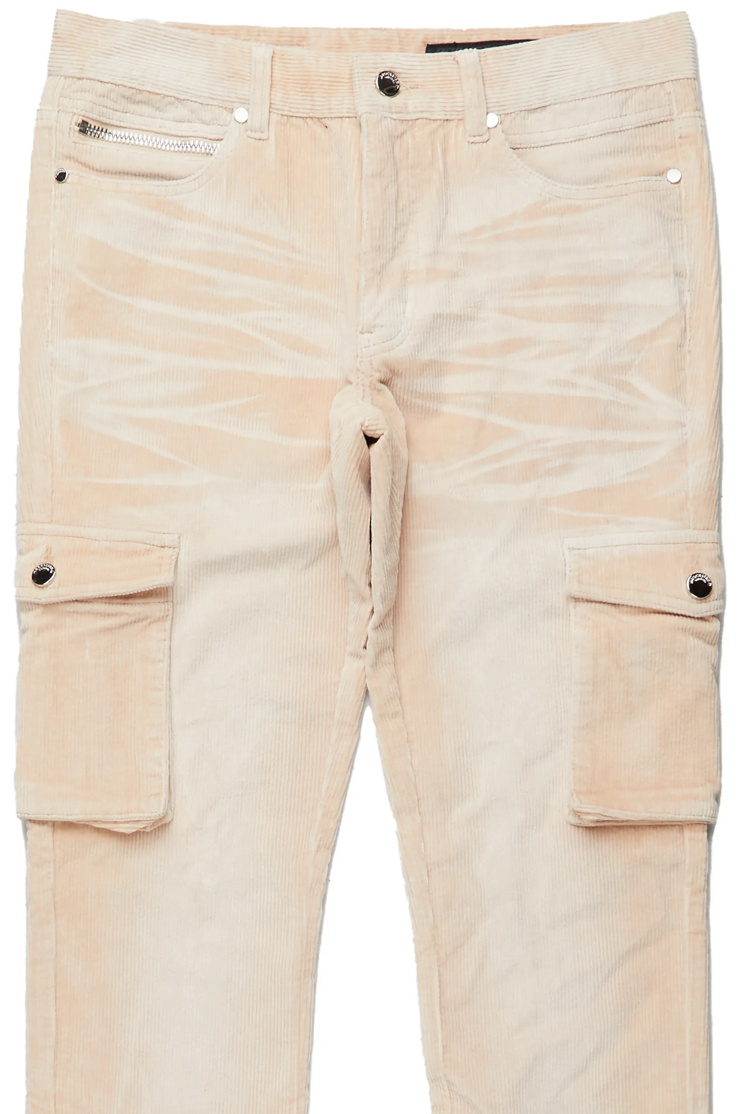 Jaylen Beige Stacked Flare Corduroy Pant