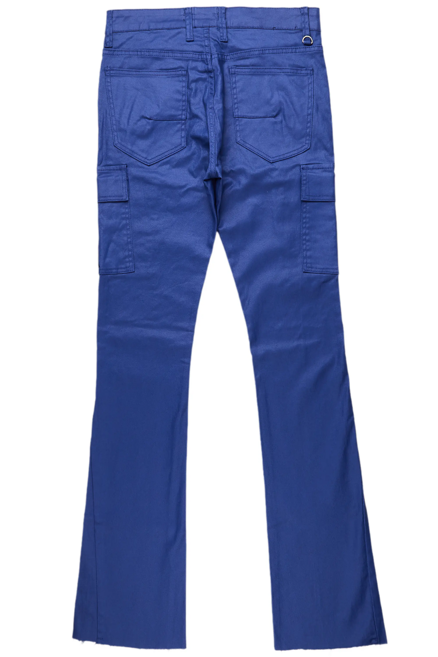 Jorge Blue Waxed Cargo Stacked Flare Jean