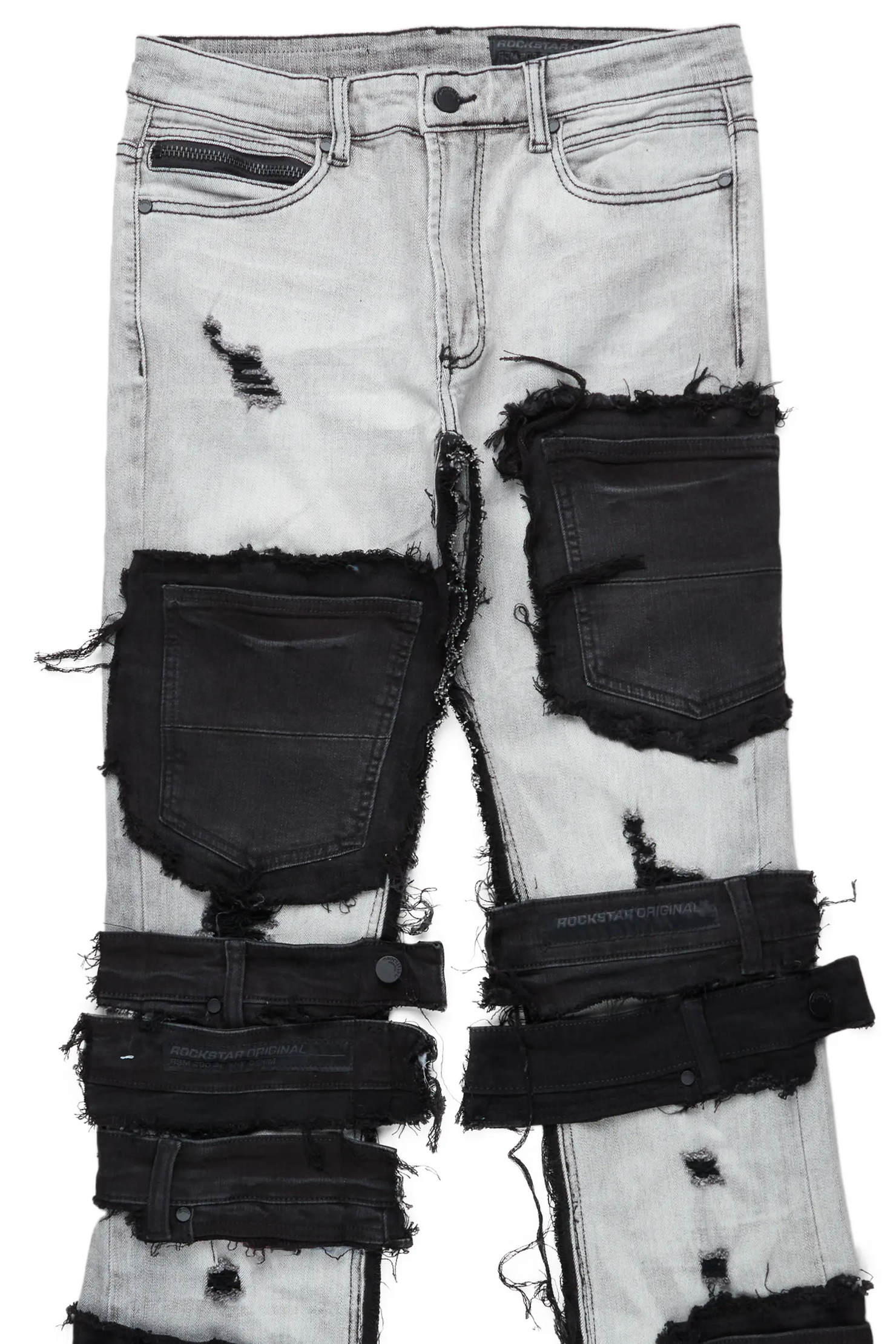 Kurt Grey/Black Patchwork Stacked Flare Jean