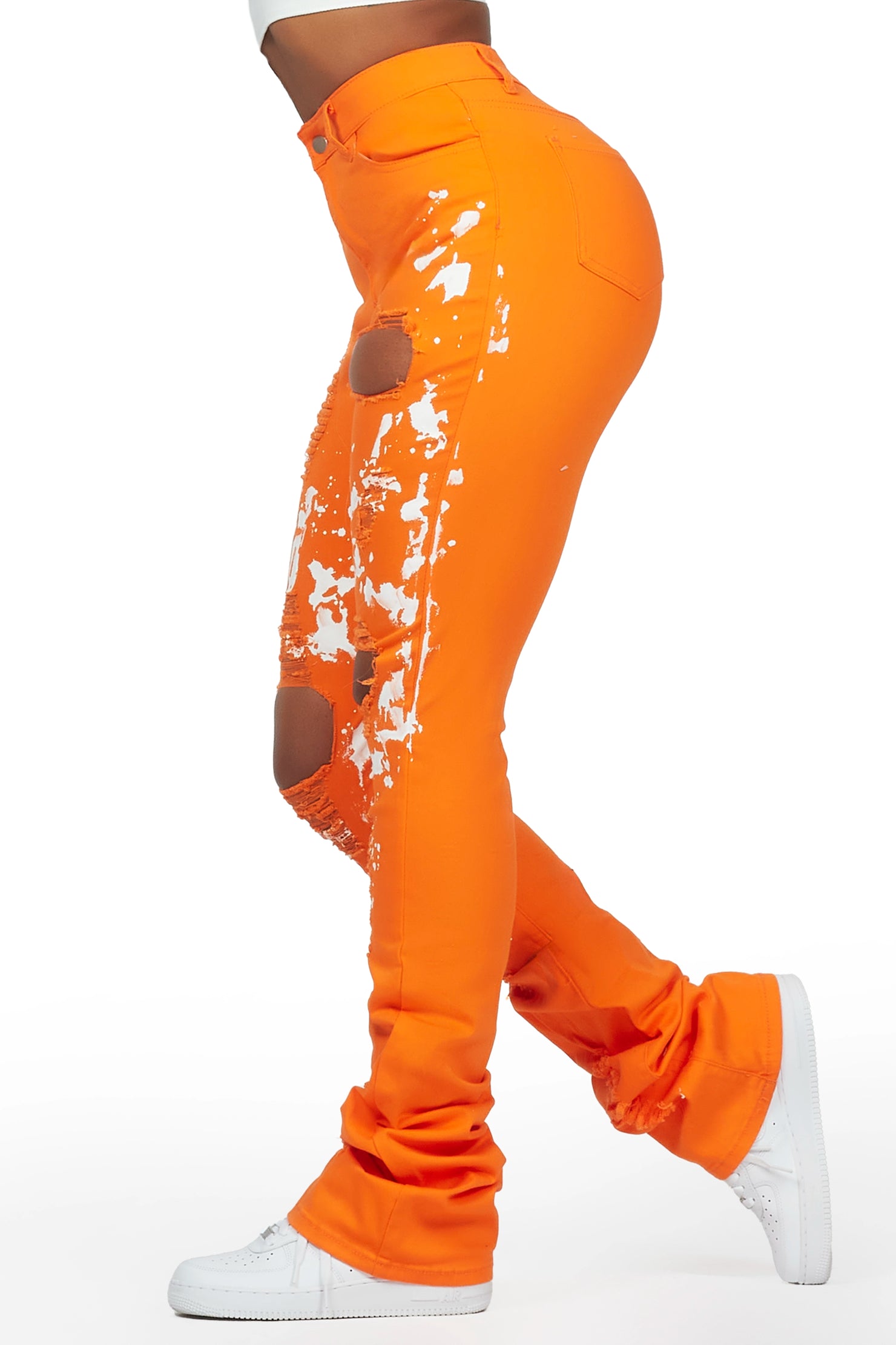 Naresh Orange Painted Super Stacked Jean