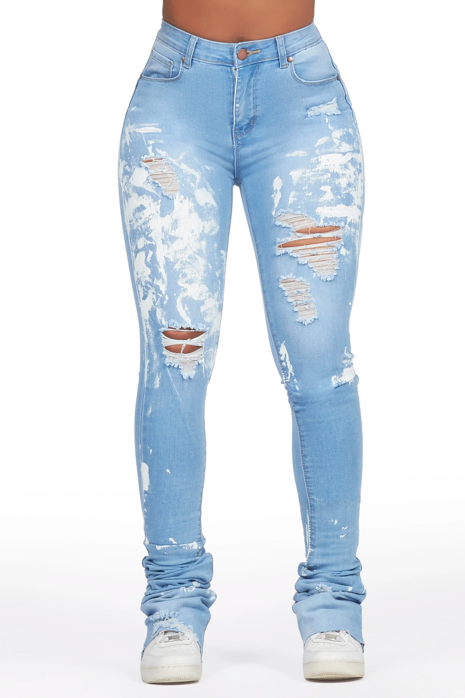 Savaughn Light Wash Painted Super Stacked Jean