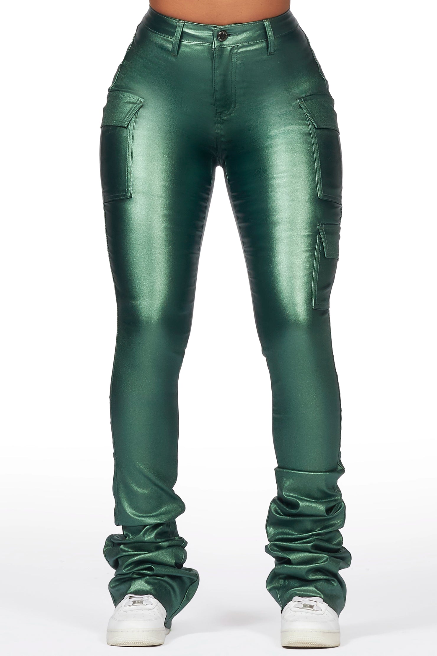 Vixen Metallic Green Cargo Super Stacked Pant