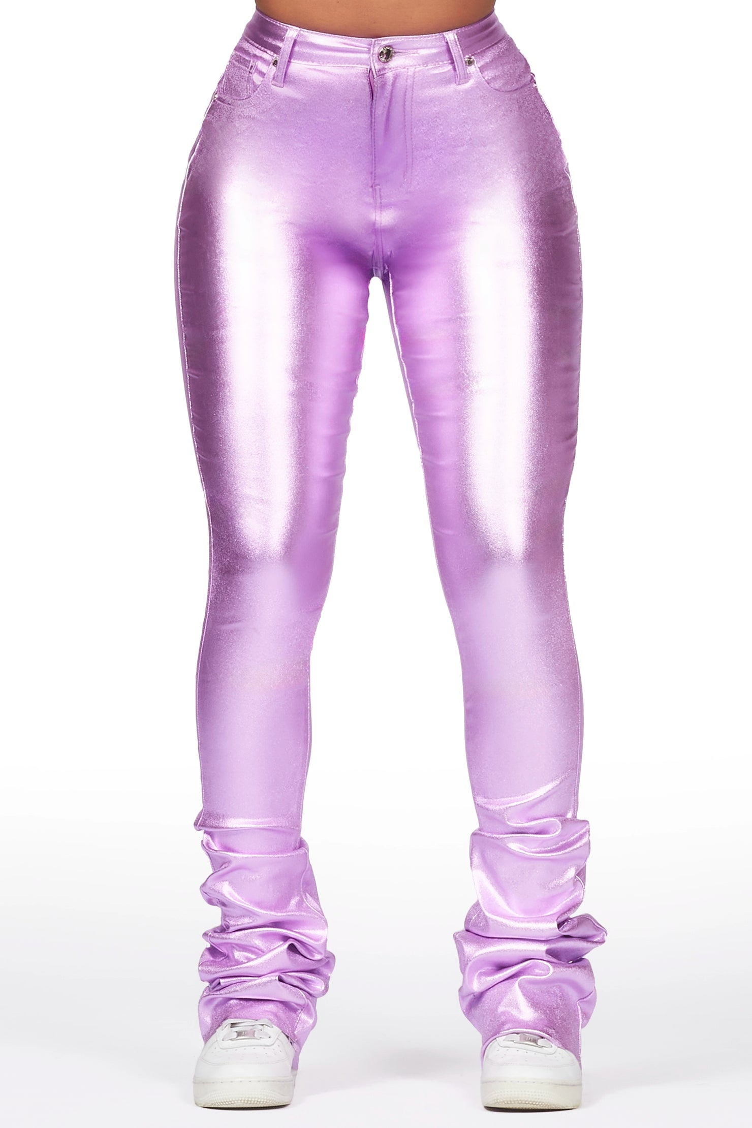 The Drama Metallic Purple PU Super Stacked Pant