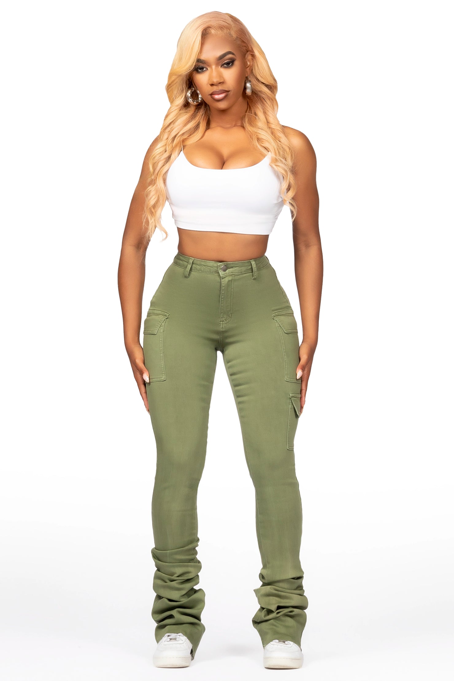 Vixen Olive Cargo Super Stacked Jean