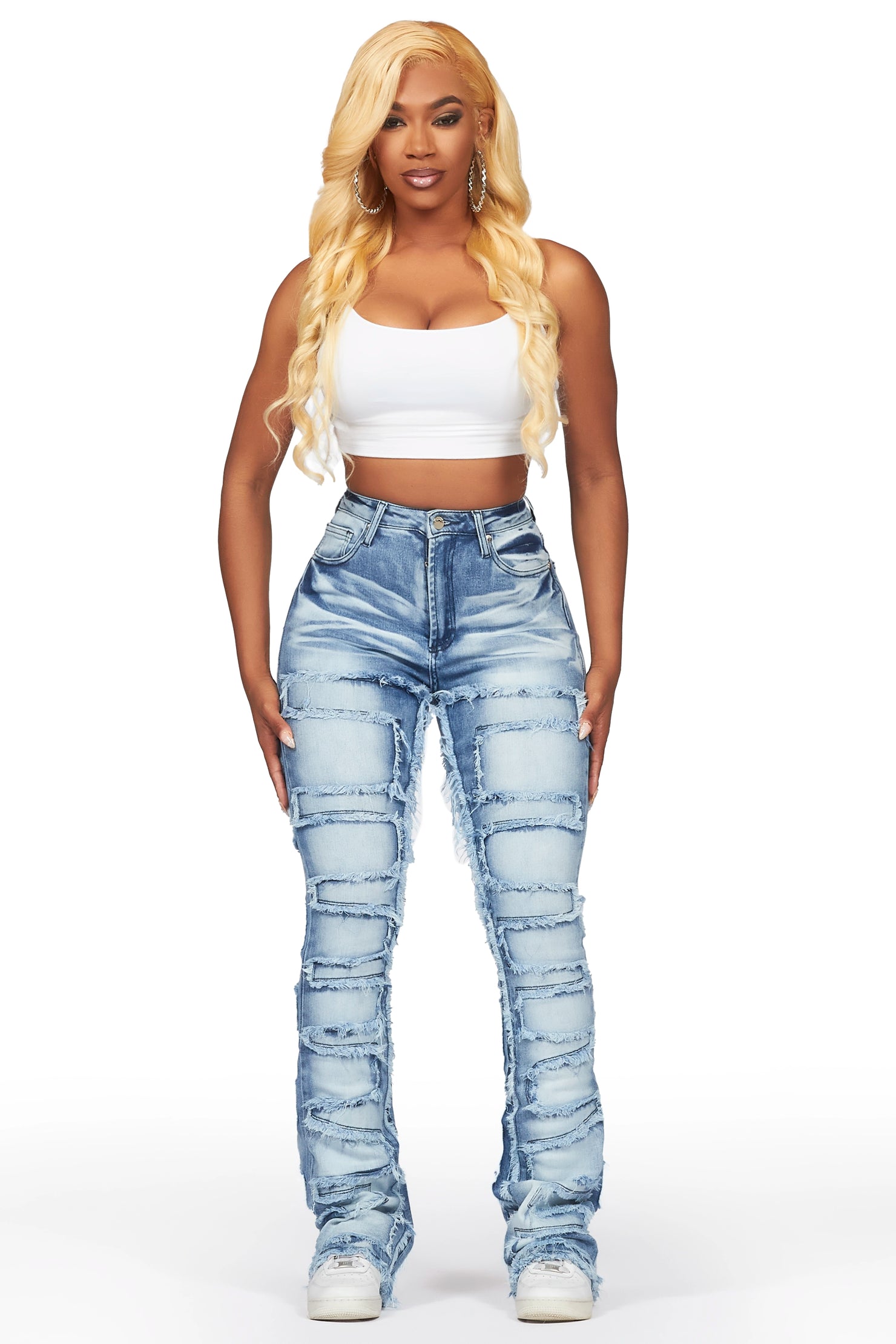 Zariyah Med. Wash Stacked Flare Jean