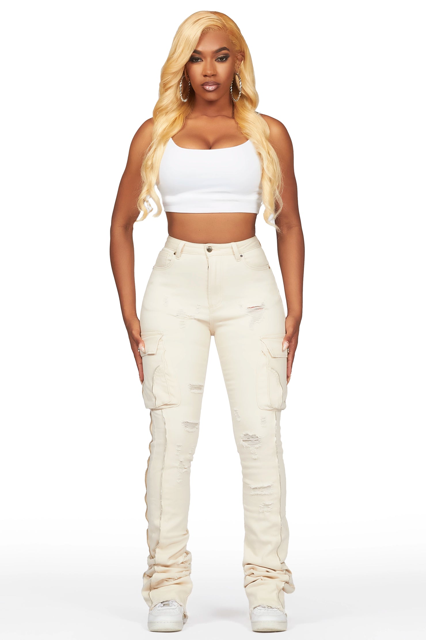 Shanita Beige Super Stacked Jean