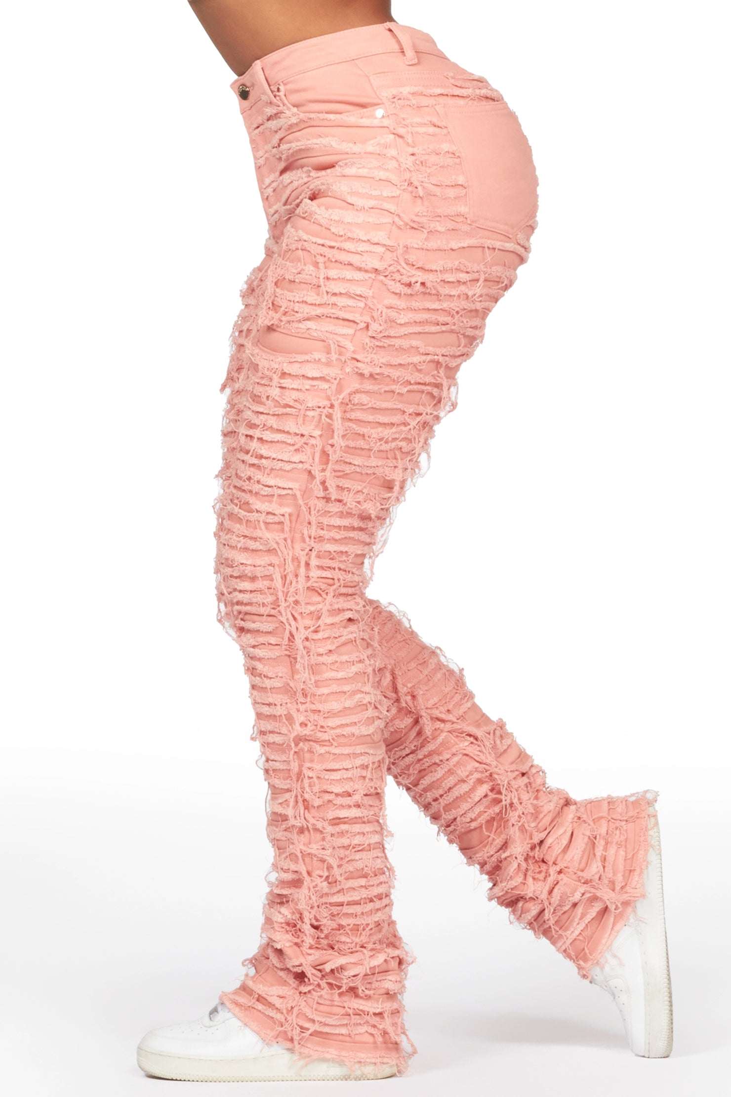 Melany Pink Stacked Flared Jean