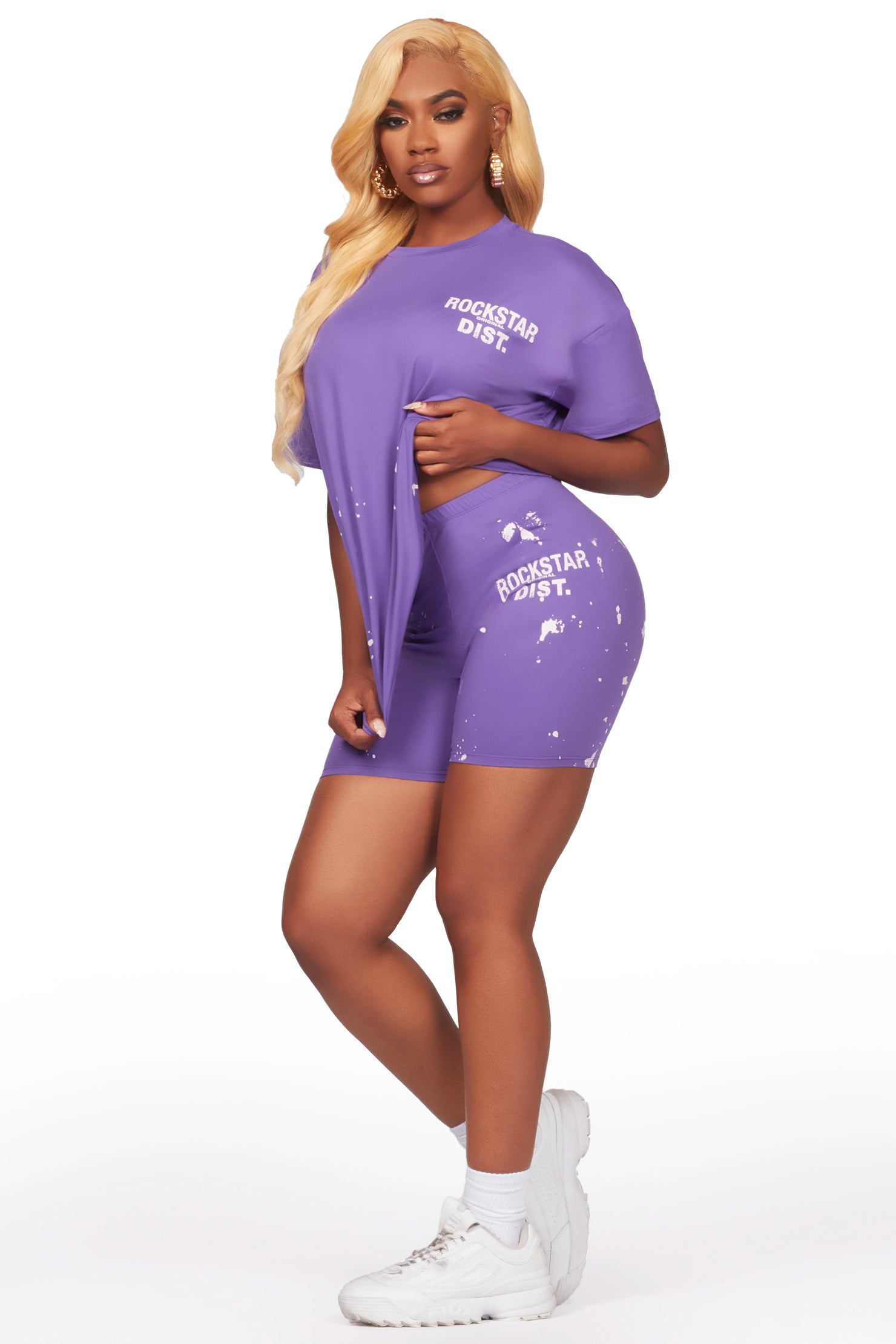 Living For It Purple Bike Short Set