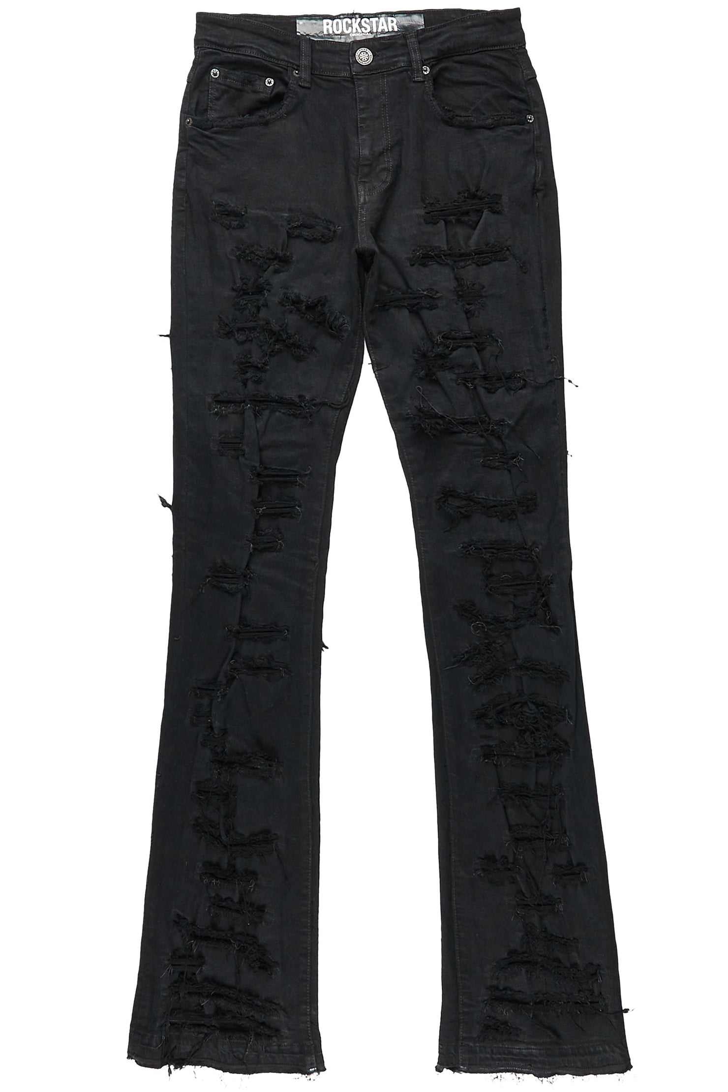 Malyk Jet Black Stacked Flare Jean