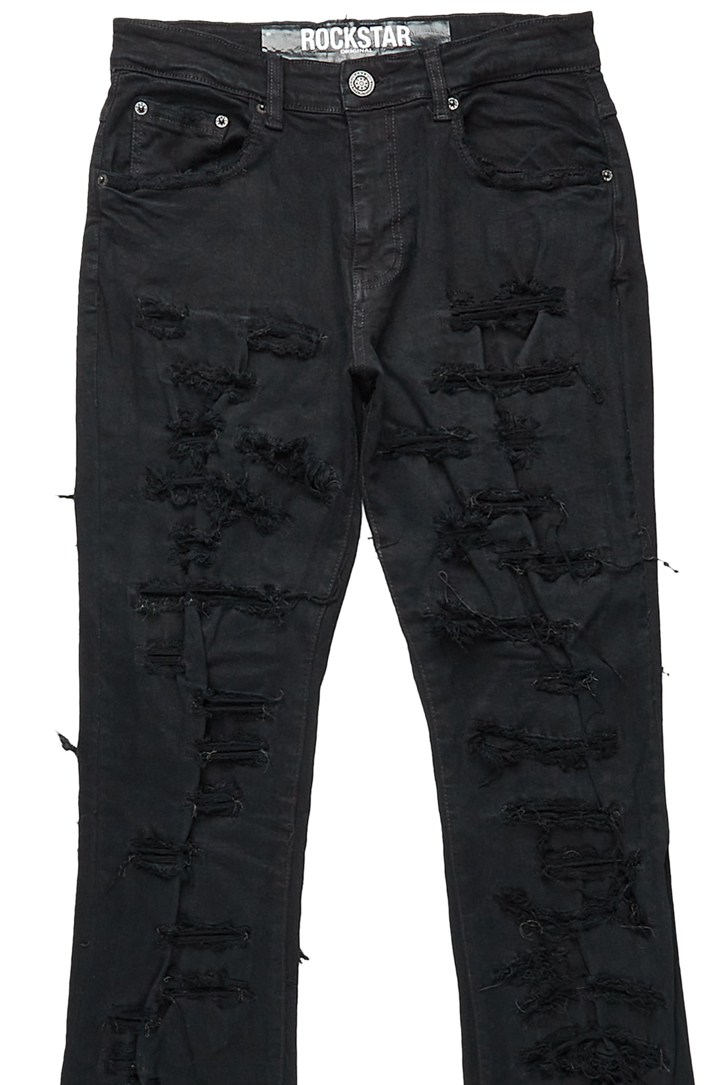 Malyk Jet Black Stacked Flare Jean