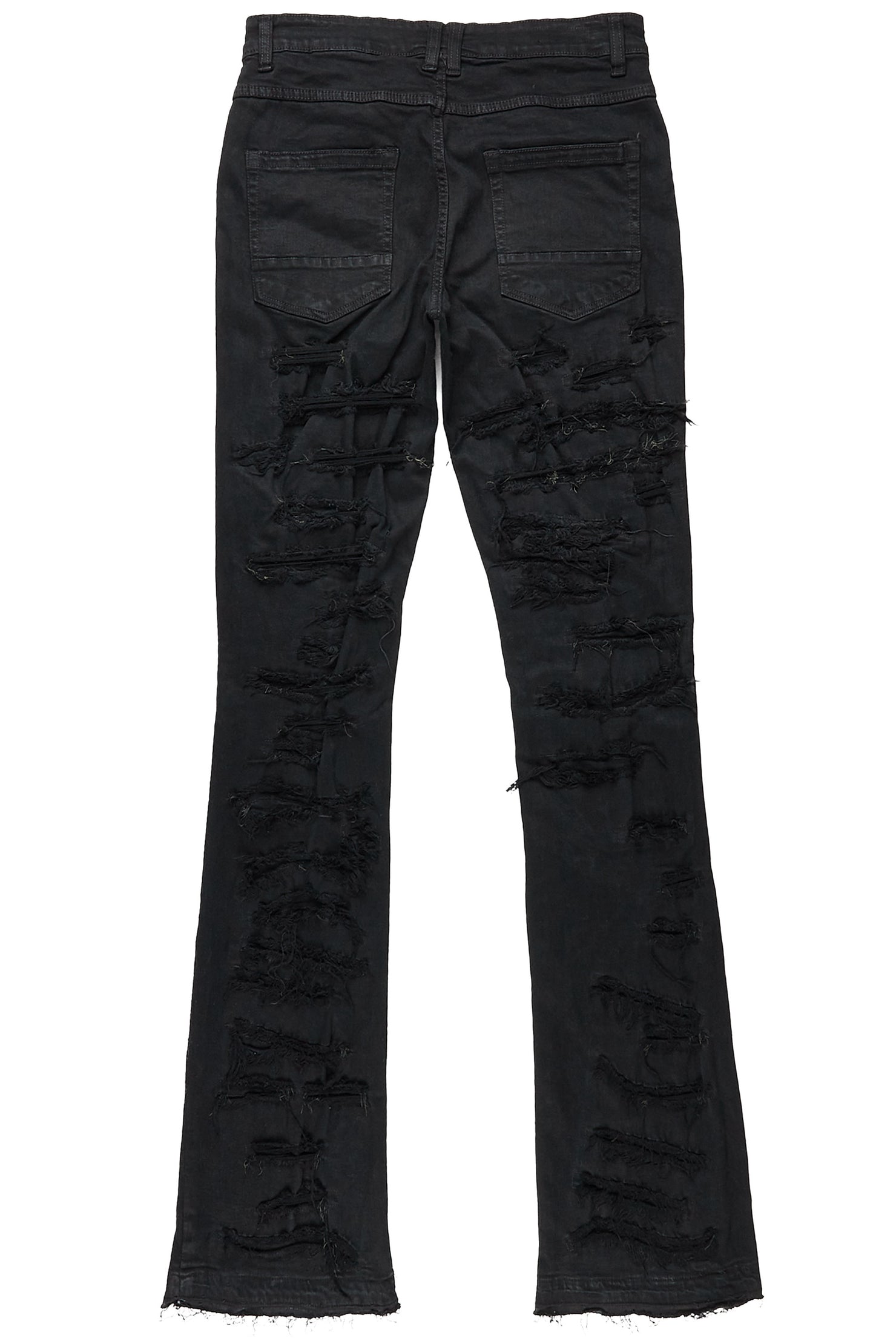 Malyk Jet Black Stacked Flare Jean