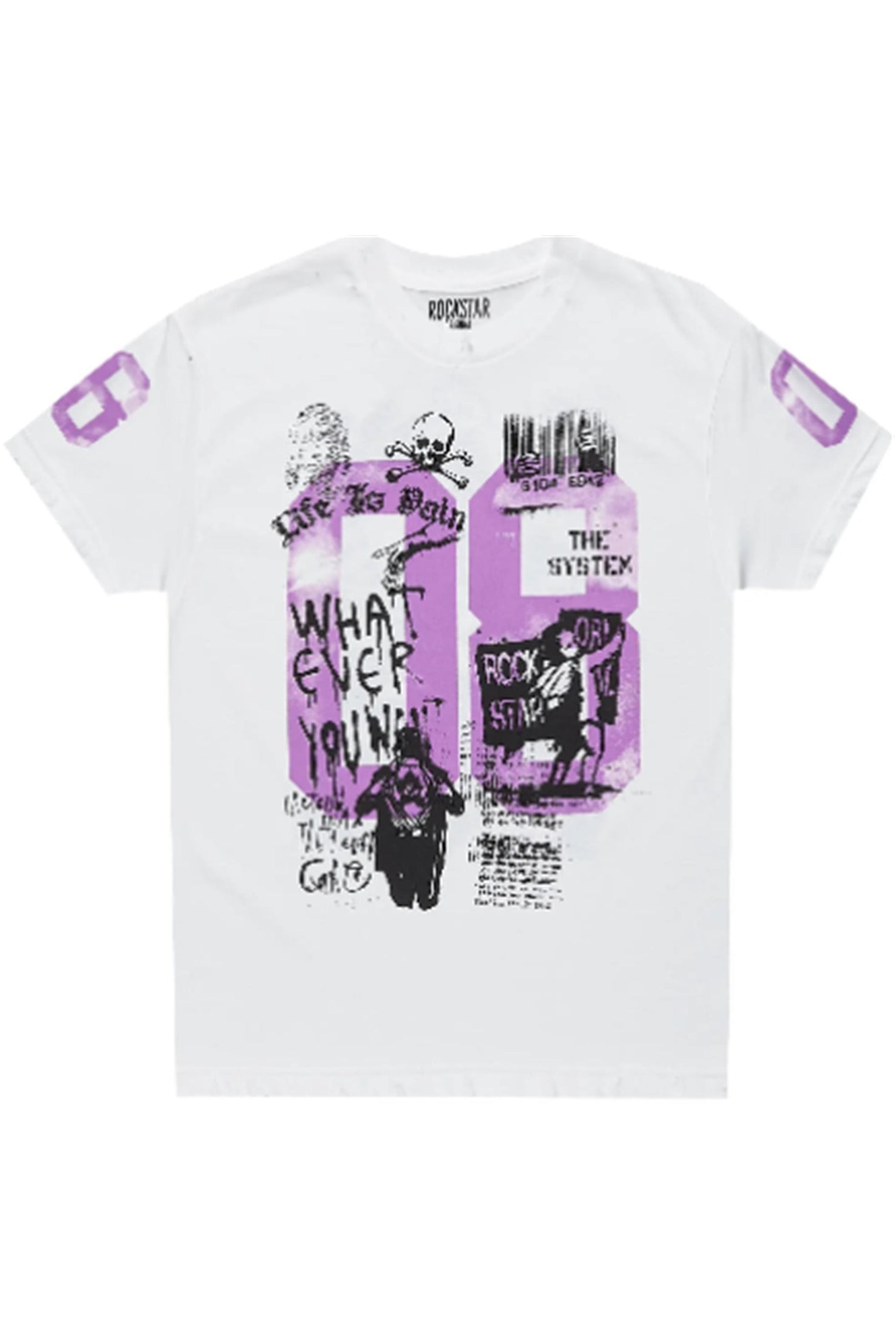 Girls Kammy White/Purple Graphic T-Shirt