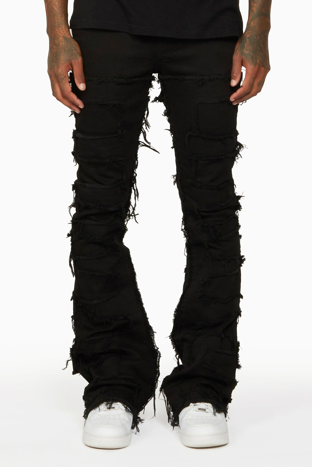 Rockstar Original - Sniper Black Super Stacked Flare Jeans (Black)