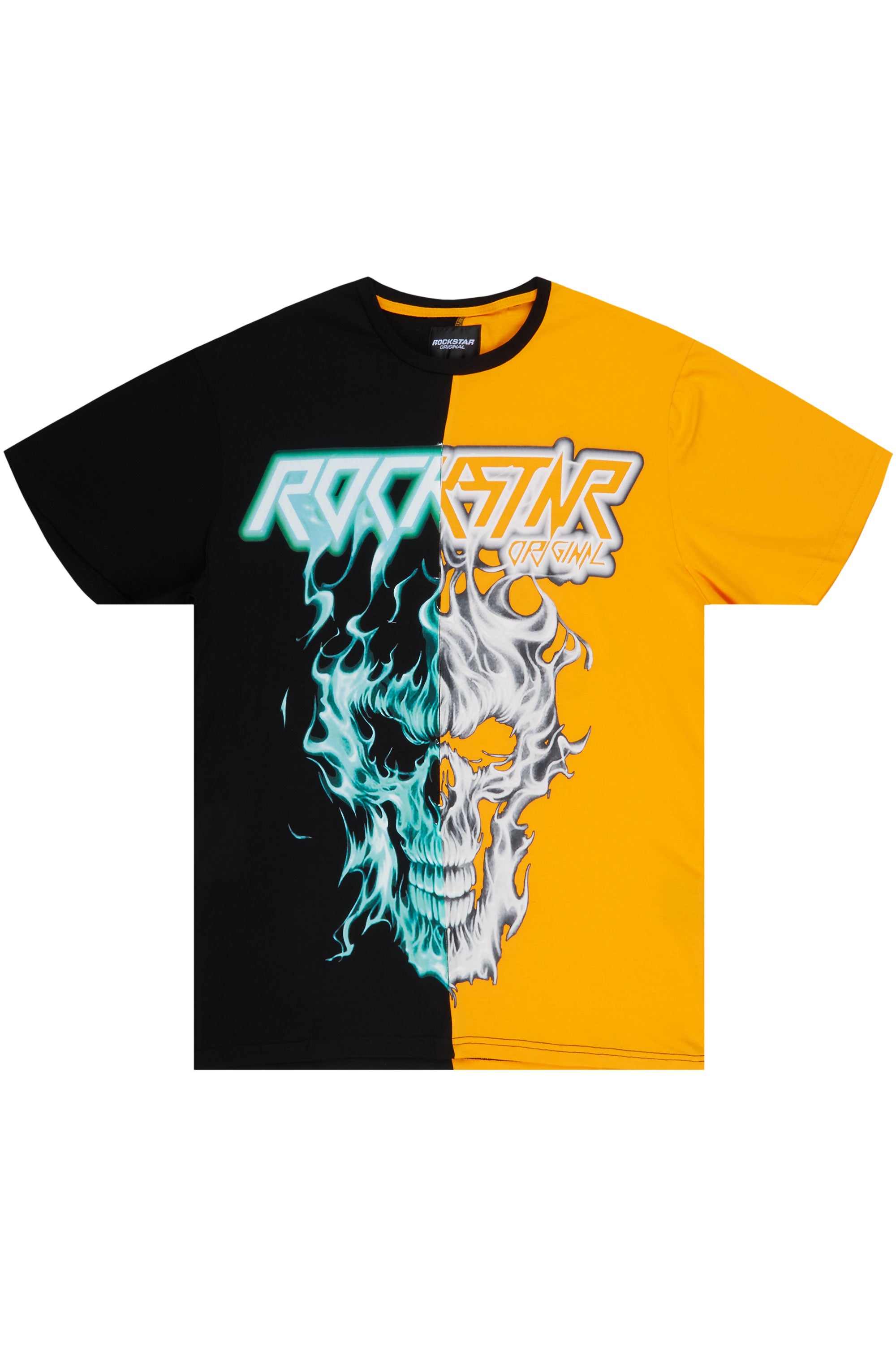 Black and orange graphic hot sale shirt