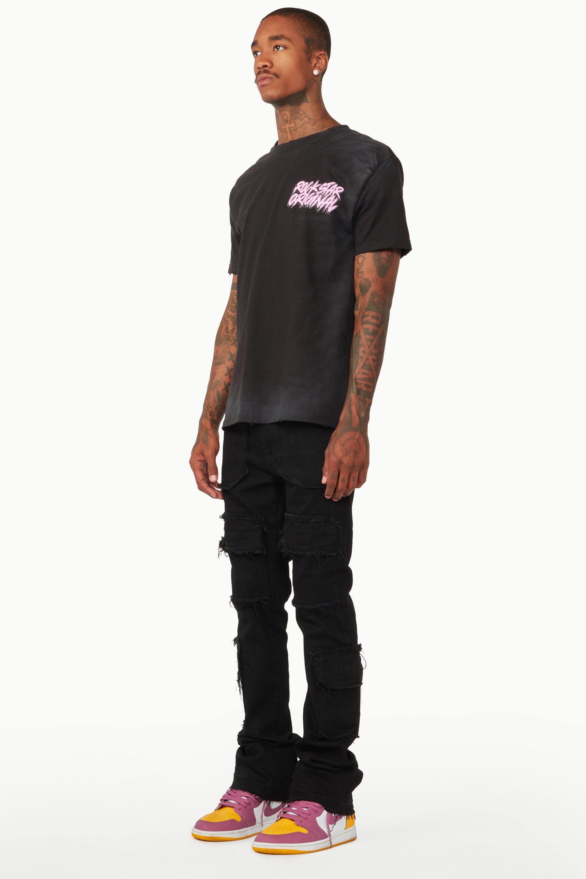 Tyrell Black Stacked Flare Cargo Jean– Rockstar Original