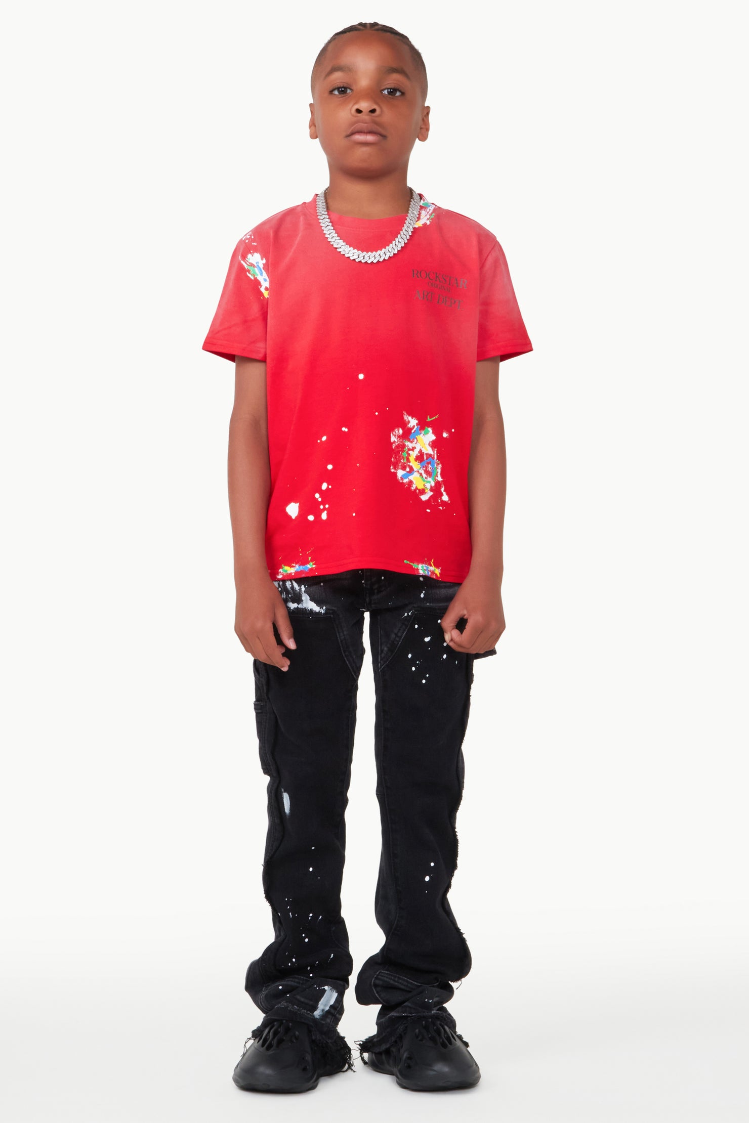 Boys Art Dist Red T-shirt/Stacked Flare Jean Set