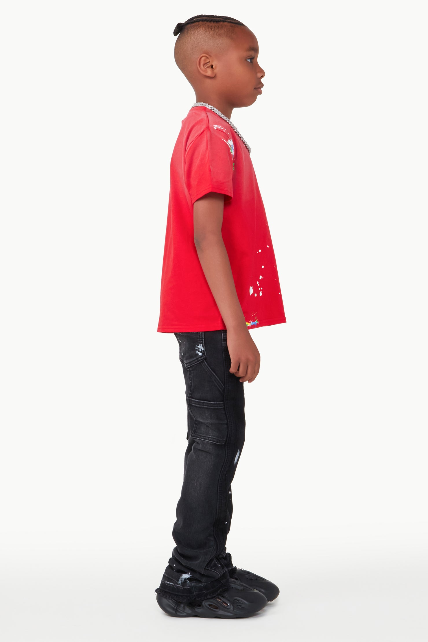 Boys Art Dist Red T-shirt/Stacked Flare Jean Set