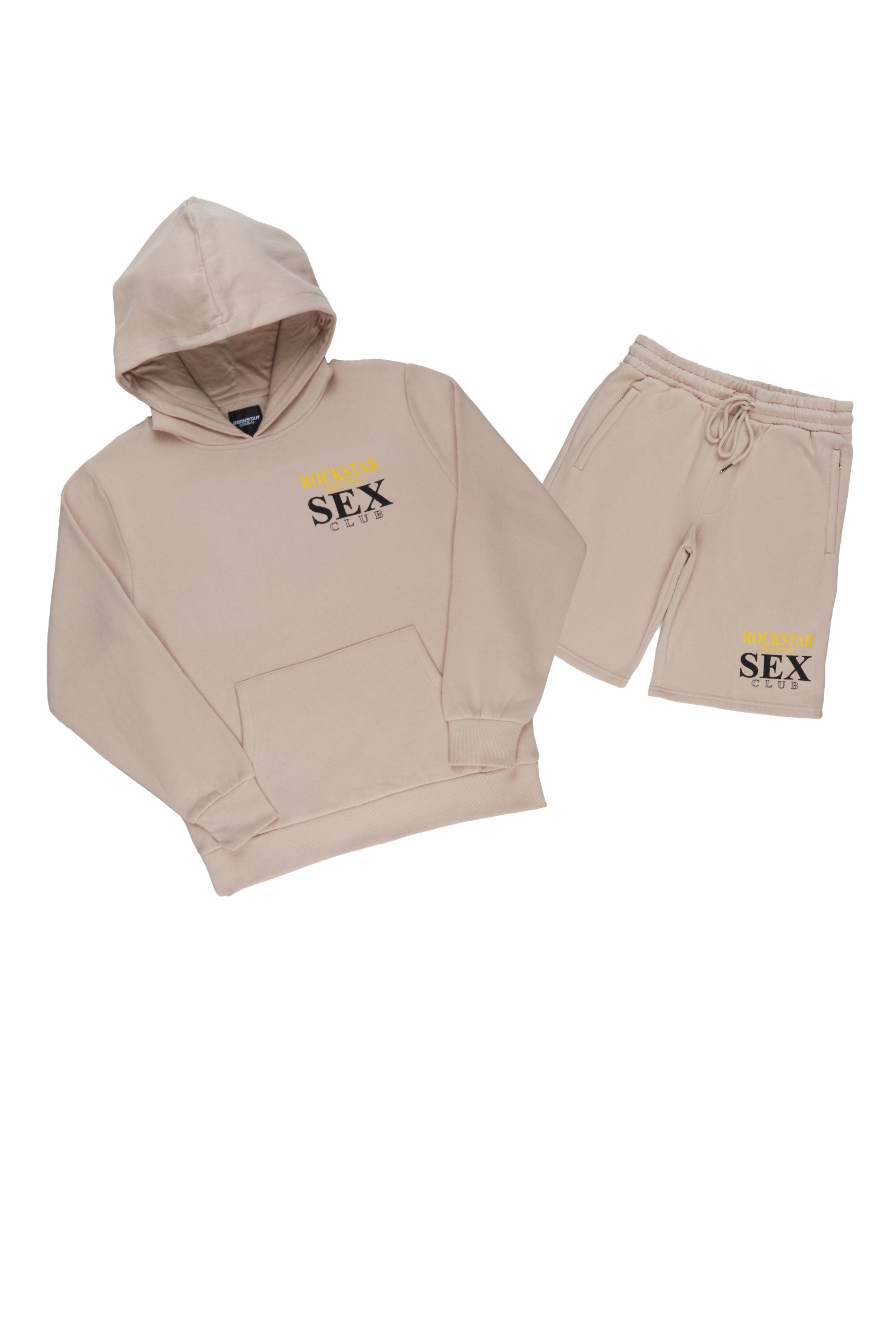 Yellakat Taupe Hoodie Short Set Rockstar Original