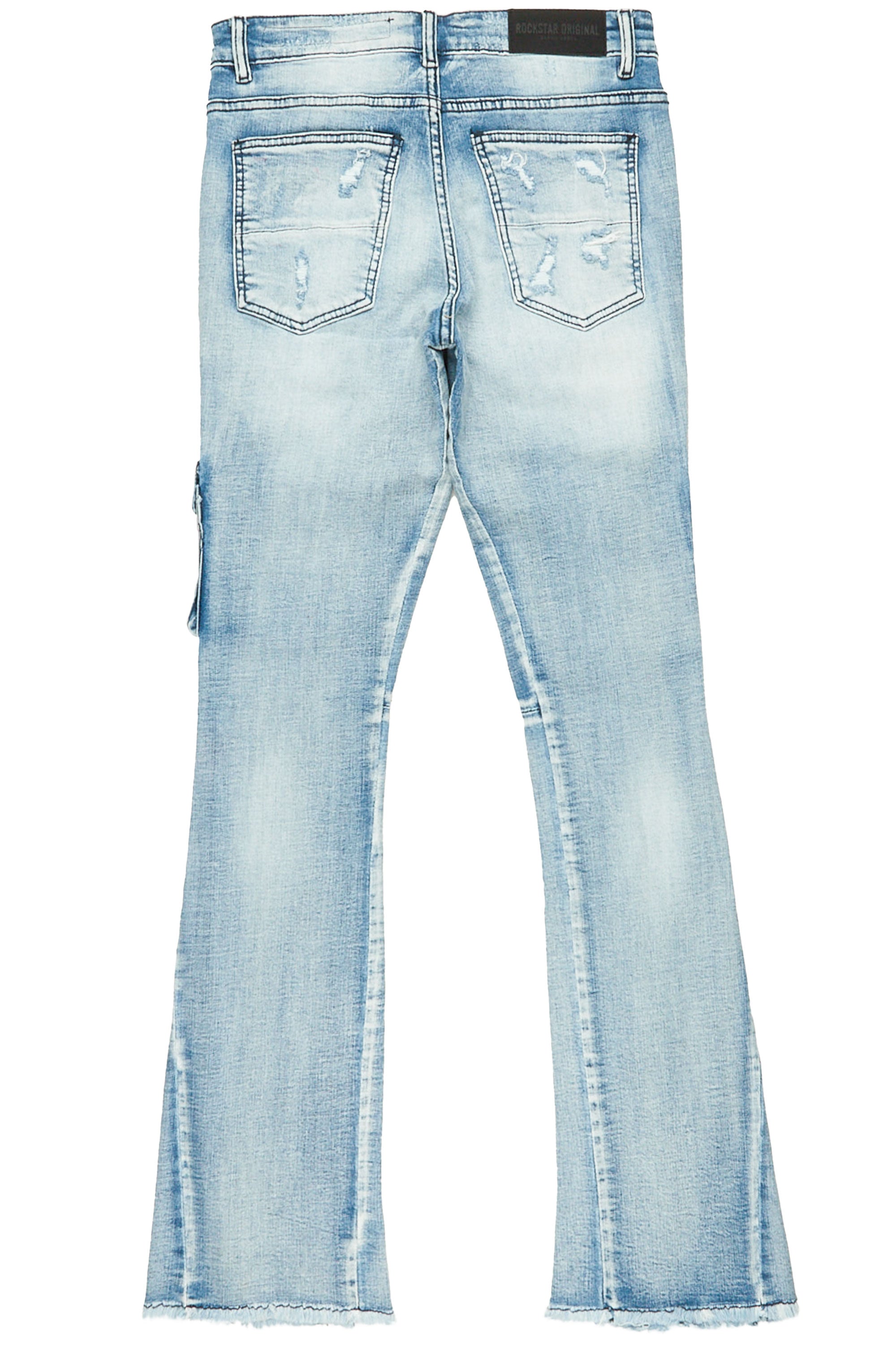 Zaid Blue Stacked Flare Jean Rockstar Original