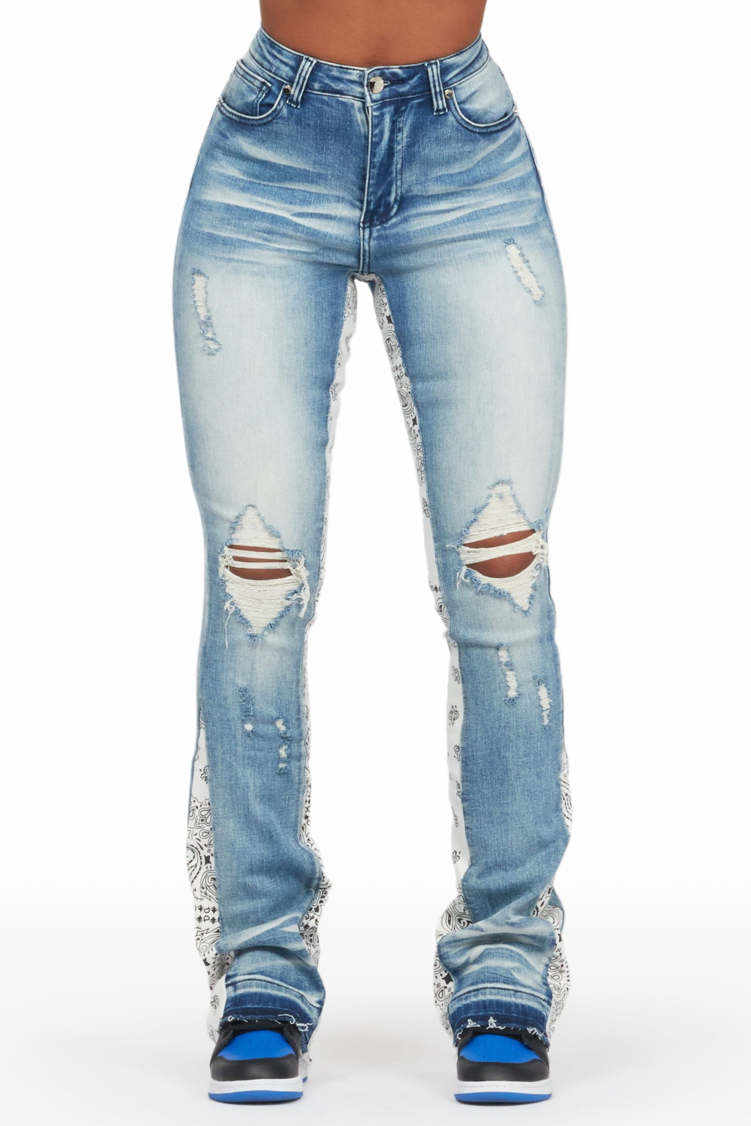 Khaleesy Light Wash Stacked Flare Jean