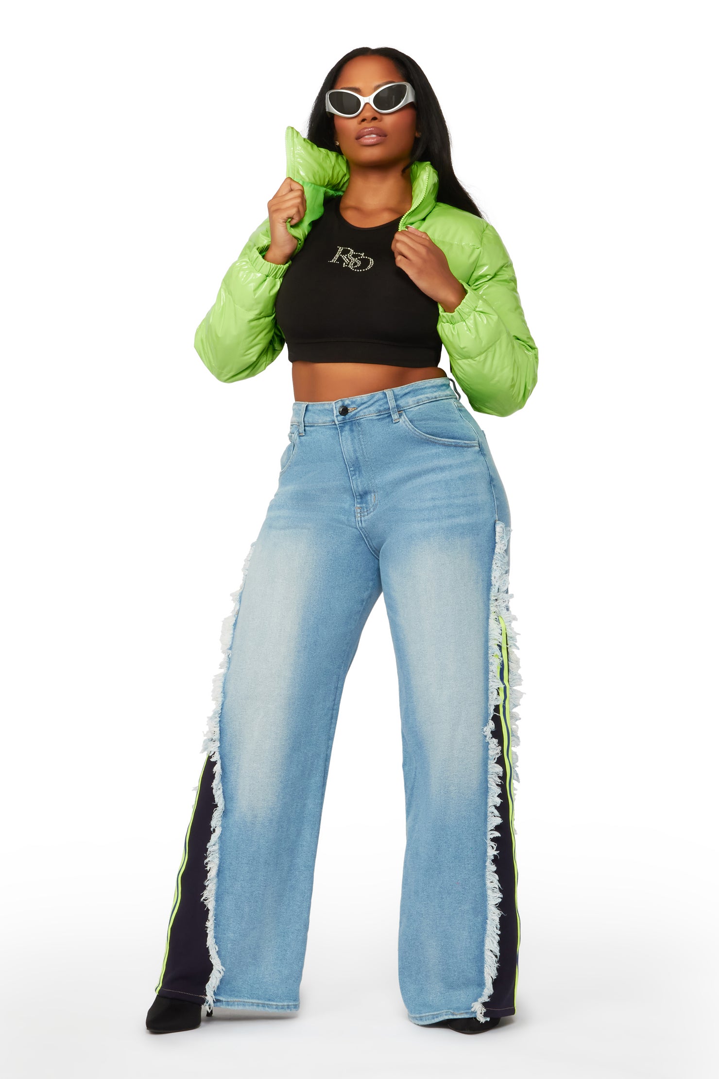 Cyprus Lime Green Latex Puffer Jacket