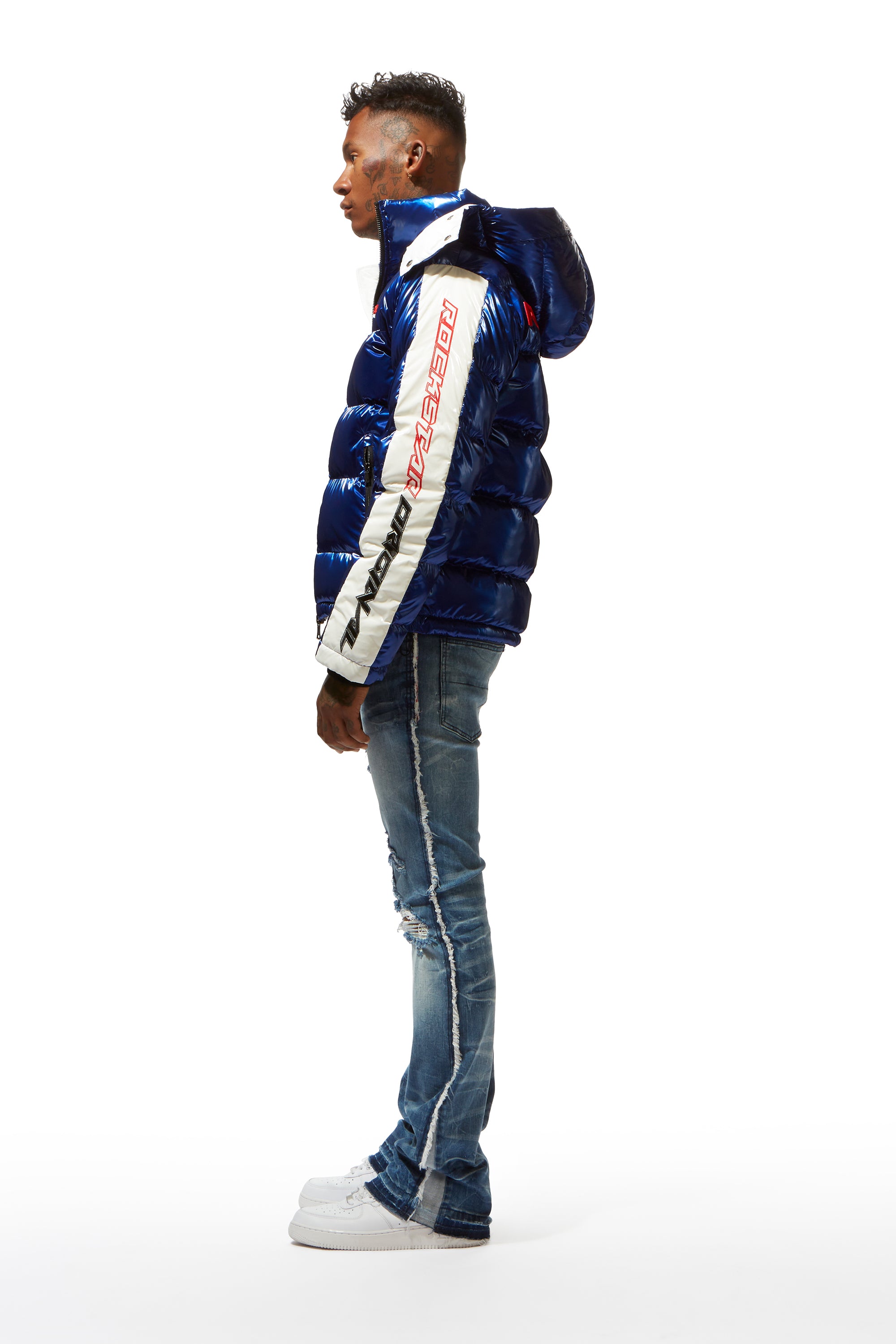 Tricolour Monogram Puffer Jacket - Luxury Blue