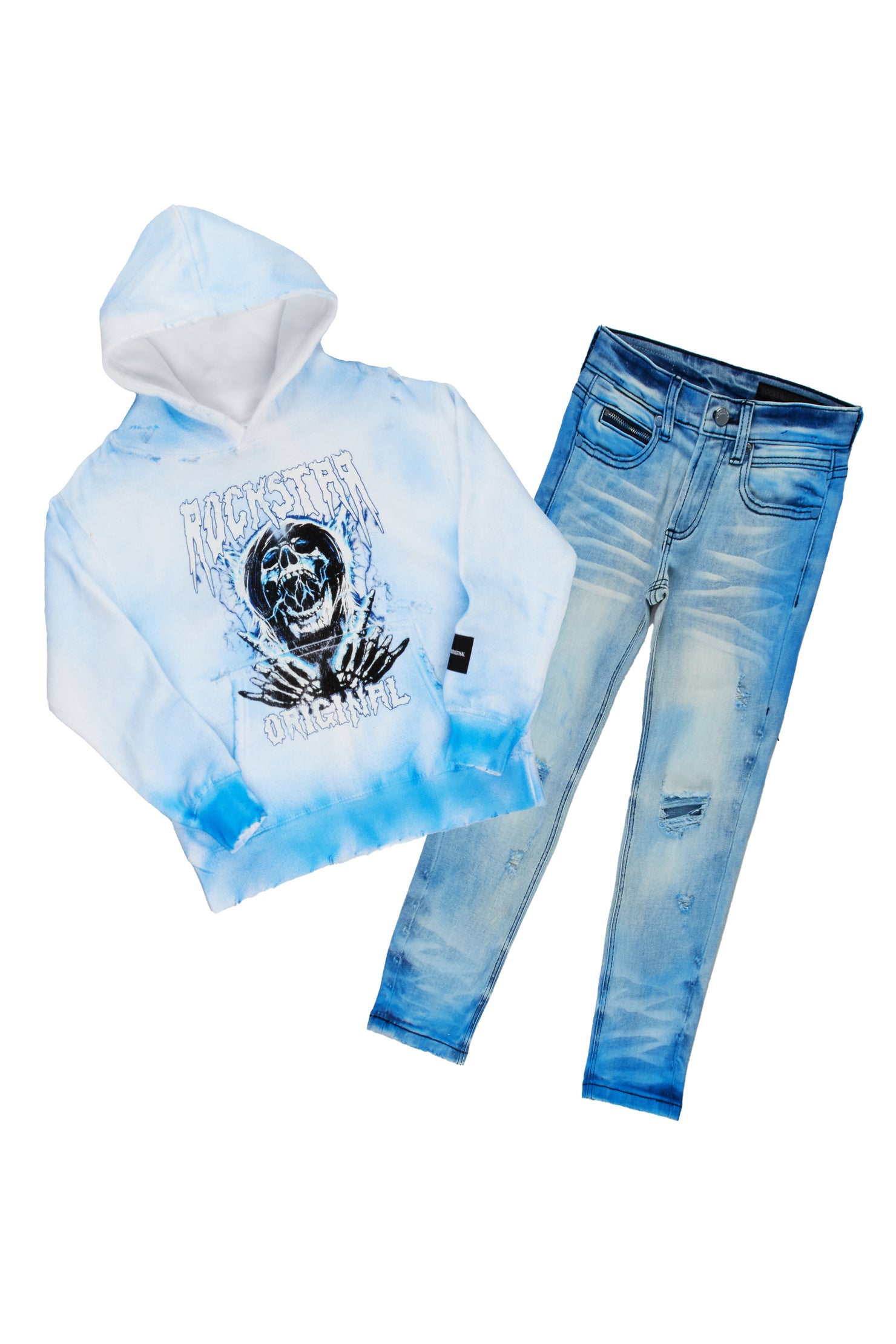 Boys Stryker White Hoodie/Jean Set