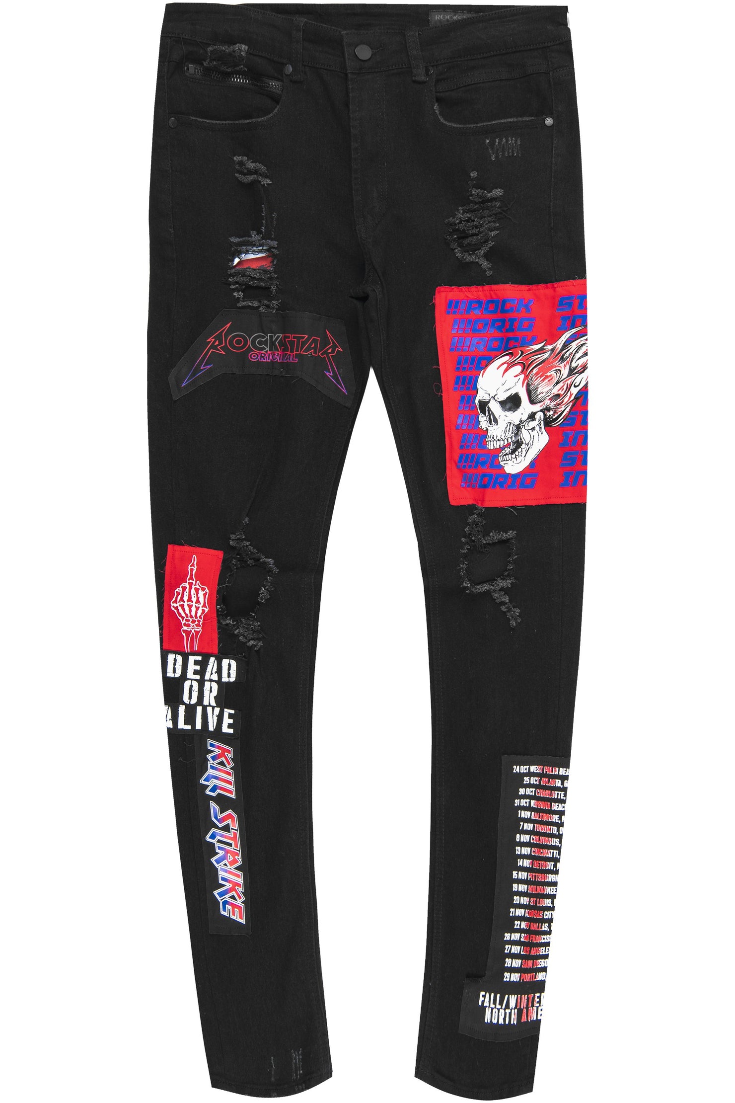 Cannon Patchwork Jean- Black/Red