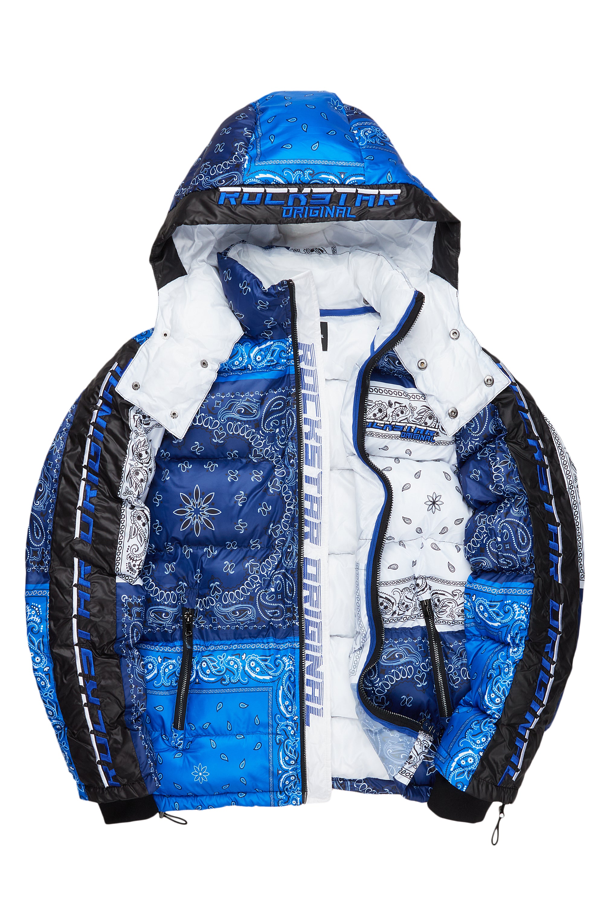 Navy Paisley Puffer Jacket – Cueva