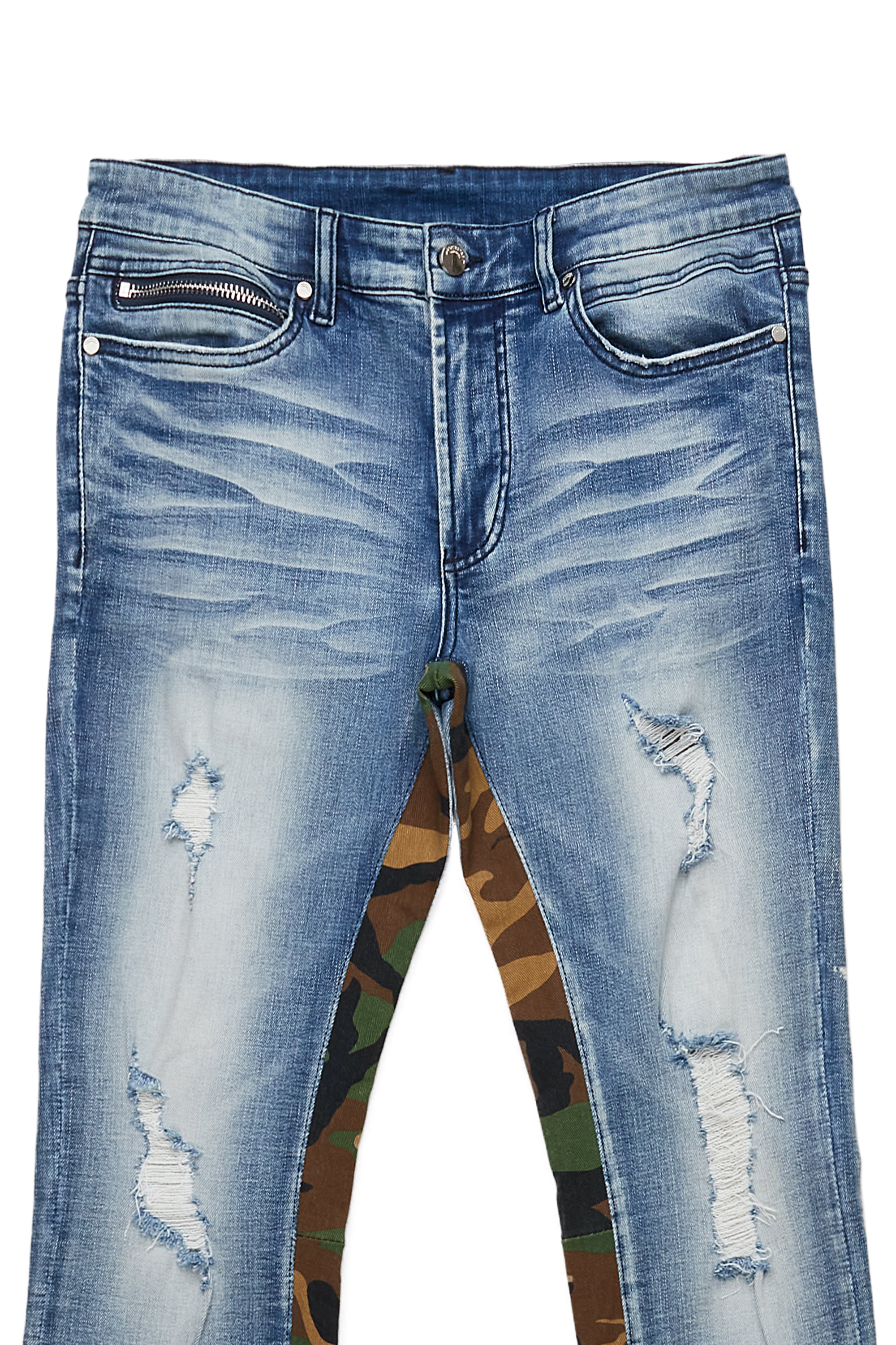 Strass Blue Stacked Flare Jean– Rockstar Original