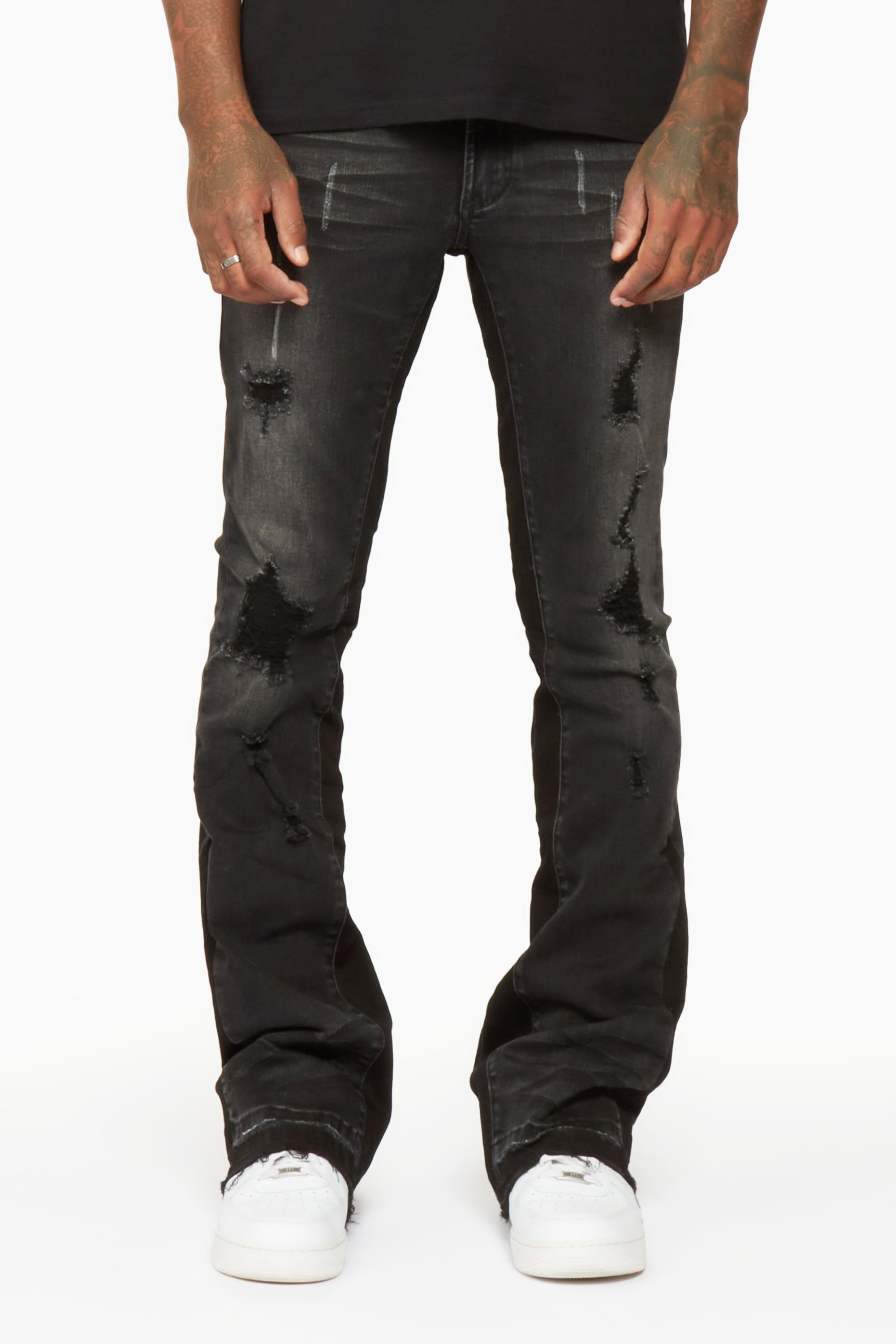 Tibbs Black Stacked Flare Jean– Rockstar Original